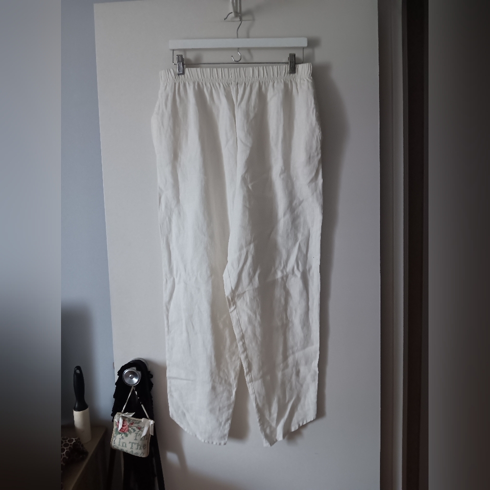 MAI ARU Cream Linen Pull On Pants L/XL